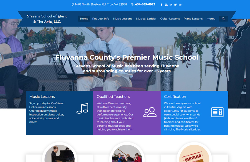 stevens school of music website made with Roomy Themes