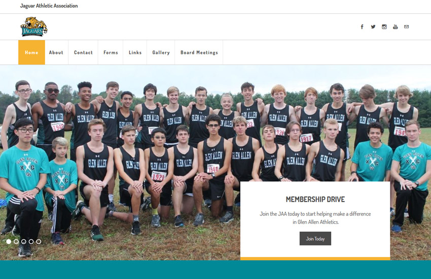 Jaguar athletic association website using Udua theme