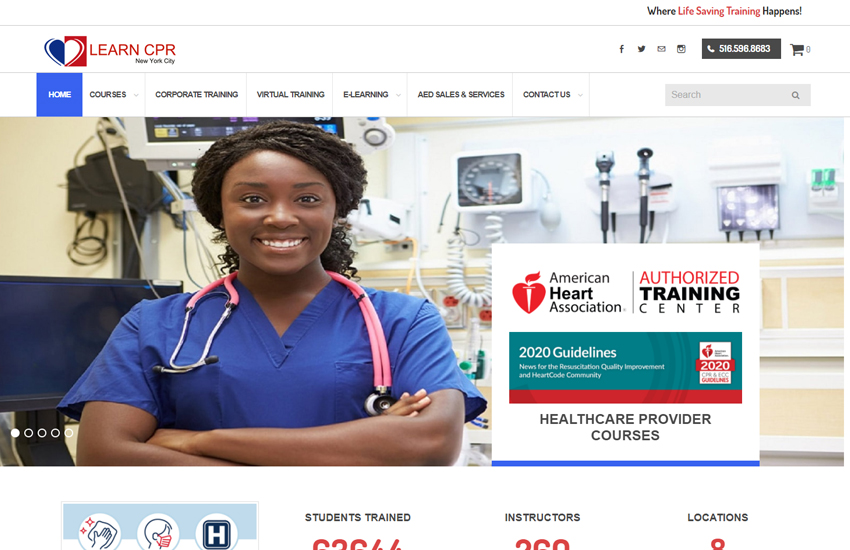 website of Learn CPR NY city - made with Udua theme