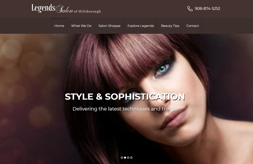 Legends salon website, weebly website examples