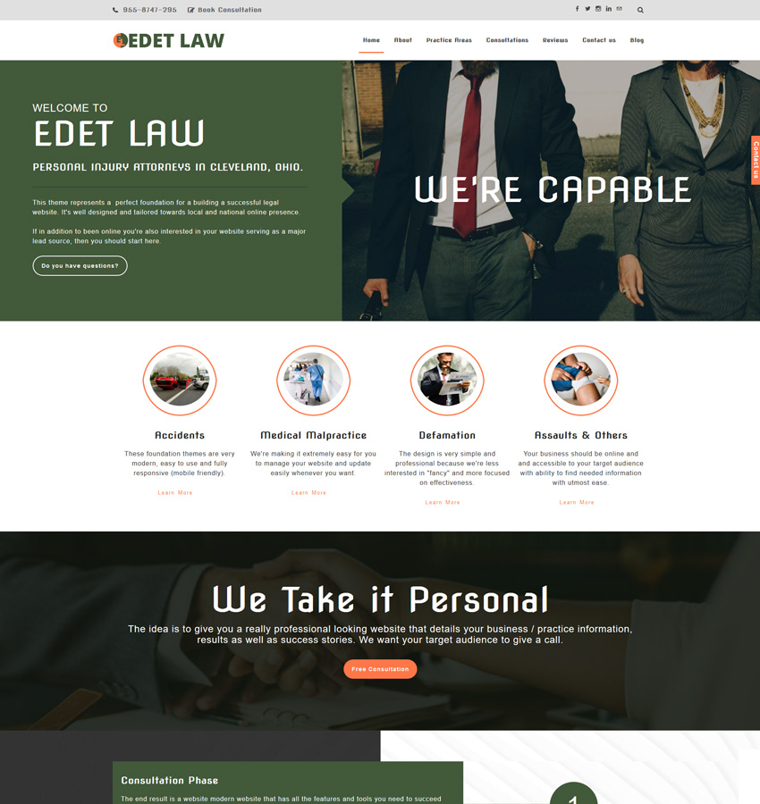 Edet law website template for attorneys
