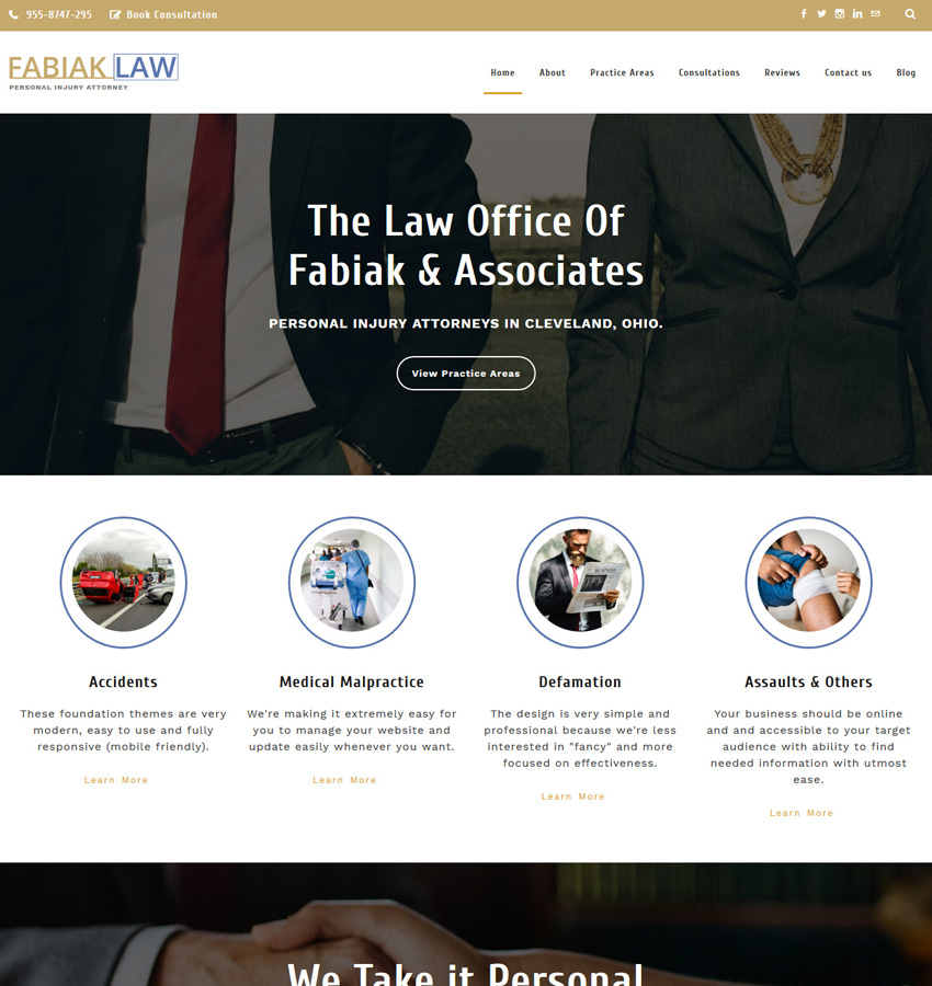 Fabiak law theme, a weebly template for injury attorney websites