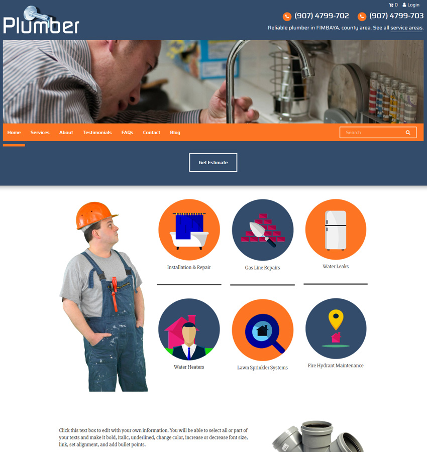 Plumber Weebly Theme Professional Website Template Roomy Themes